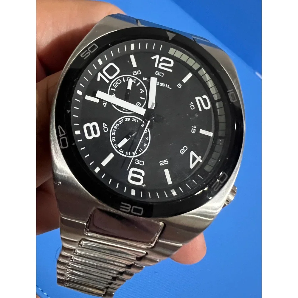 Fossil BQ-9352 Mens Watch Black Dial Stainless Steel Chronograph Style 100M